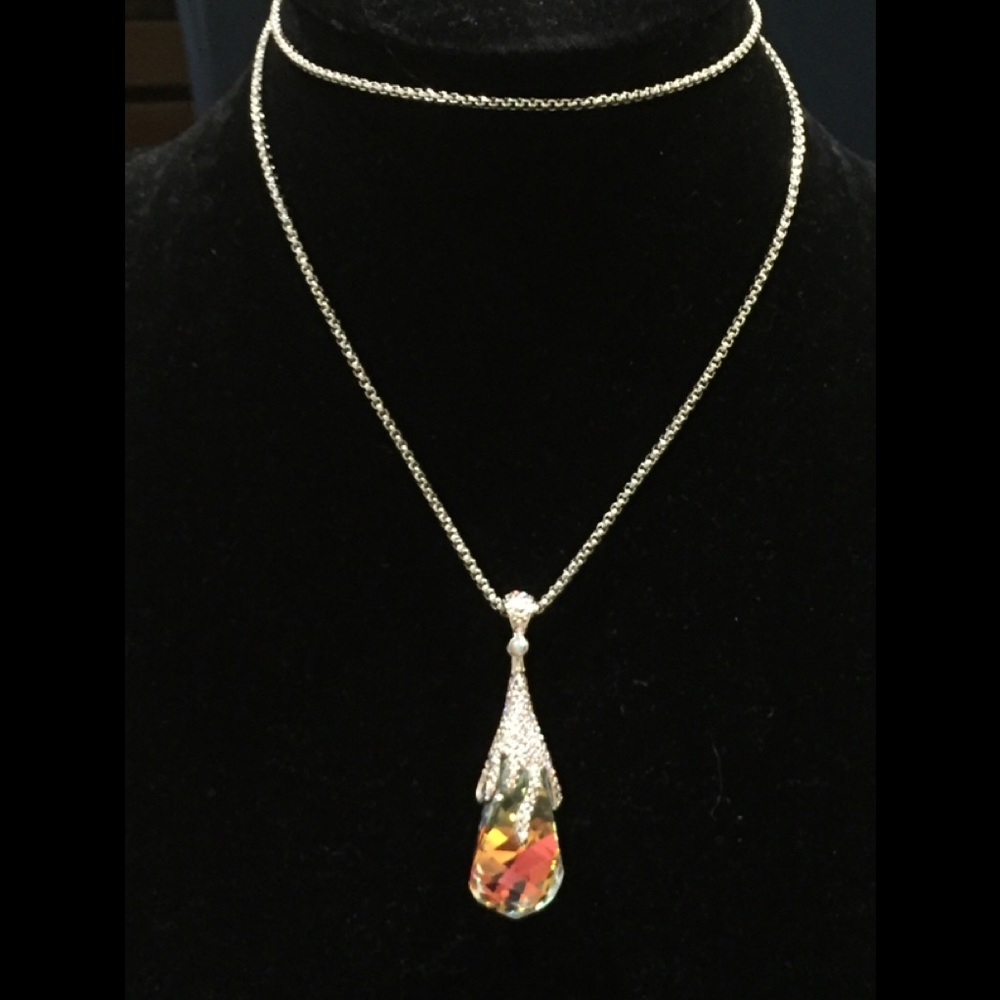 Stainless steel with Swarovski crystal drop
